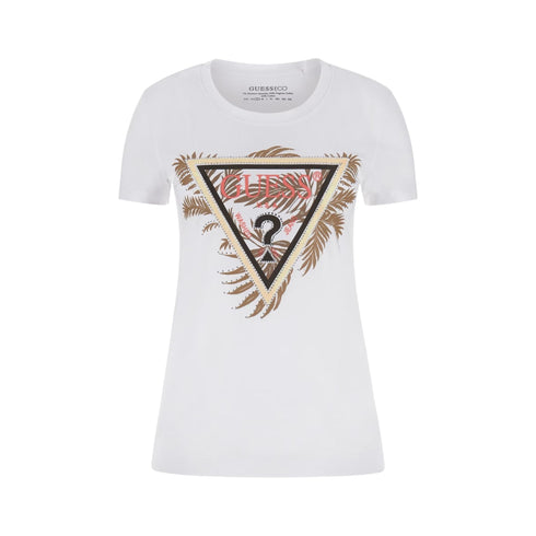 Guess T-shirt T-shirt Donna Triangle Palm Print XS - Francavilla Moda